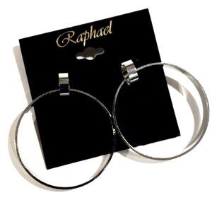 Elegant Silver Tone Chunky Hoop 2-inch drop Earrings  - Women's Fashion Jewelry
